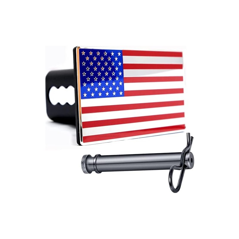 5"x3" American Black Flag Metal Hitch Cover (Fits 2.5" Receiver,