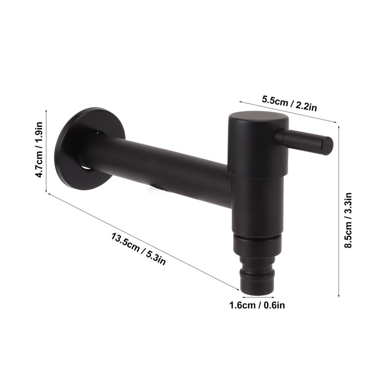 G1/2 Wall Mounted Cold Water Tap 304 Stainless Steel Single