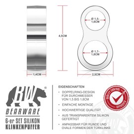 CSL - Door Handle Buffer Set of 6 - Door Handle Buffer Door Stopper Jack Buffer Bumper Door Handle Protector - 25 x 45 mm - Transparent - for Latches from 1.7 to 1.8 cm Diameter - Protects Walls and