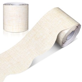 Fullhawl 65.6 Ft White Linen Bulletin Board Border, Classroom Scalloped Decorations Rolled Wave Poster Board Borders Trim for School Classroom Home Office Supplies