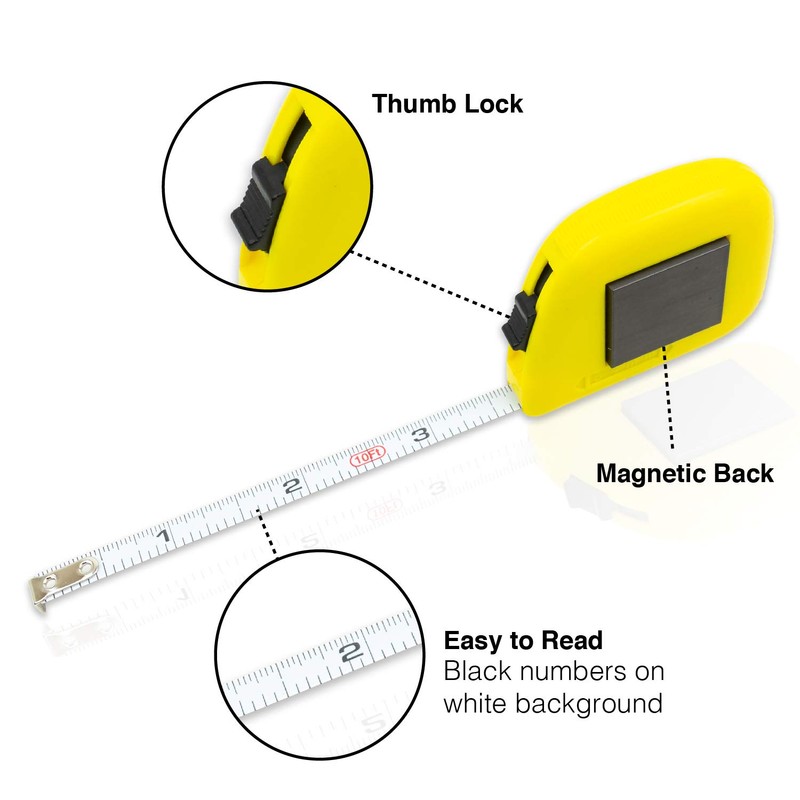 10' Tire Stagger Tape Measure with Magnetic Back (4 Pack)