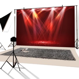 YongFoto 3 x 2 m Vinyl Stage Photo Background Bokeh Red Shinning Light Glitter Headlight for Concert Music Show for Party Event Photography Video Background Studio Props Wallpaper