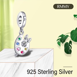 RMMY 925 Sterling Silver Charm for Bracelets, Necklaces, Love, Heart Pendant, Beads, Jewellery Gift for Women, Girls, Silver