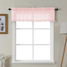 Gwine - Cenefas de color rosa rubor para ventanas, cortinas pequeñas con bolsillo para barra de filtrado de luz, cortina transparente suave para baño, lavadero, sótano, 42 unidades de ancho x 14