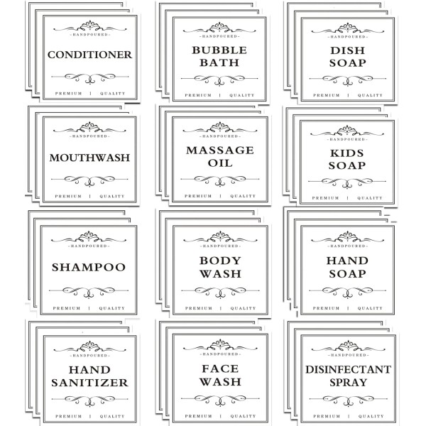 DNSEN 36 PCS Printed Waterproof Labels for Shampoo and Conditioner