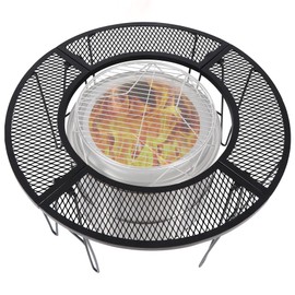 REDCAMP 35'' Portable Fire Pit Surround Tabletop, Foldable Round Fire Pit Table for Solo Stove and Bonfire Wood Burning Firepit with 21" Inner Diameter, Easy to Install and Portable for Outdoor