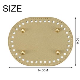 Leliafleury 2Pcs Crochet Bag Bottom Base 14.5cmx11cm PU Leather Bottom Oval Bag Bases for Handbag Shoulder Making, Gold