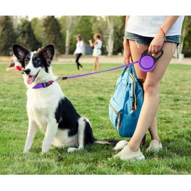 Taglory Retractable Dog Leash, 16ft No Tangle Leash Retractable for Medium and Large Dogs Up to 100 lbs, One-Handed Brake, Pause, Lock, Purple
