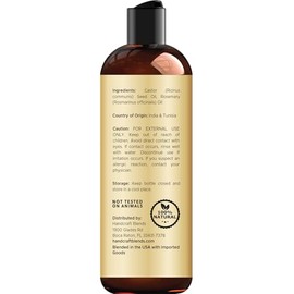 Handcraft Blends Aceite de ricino con romero 8 onzas líquidas | 100% puro y natural | Aceite portador de primera calidad | Cabello, pestañas y cejas | Cabello y cuerpo