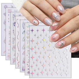 Nagelsticker Holographischer Glitter, 16 Blatt Selbstklebend Nagelaufkleber Nail Art Sticker Dekoration Nageldesign Zubehör