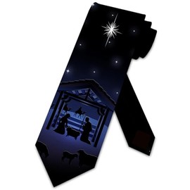 Three Rooker Nativity Scene Ties Mens Religious Christmas Necktie Manger Scene Tie