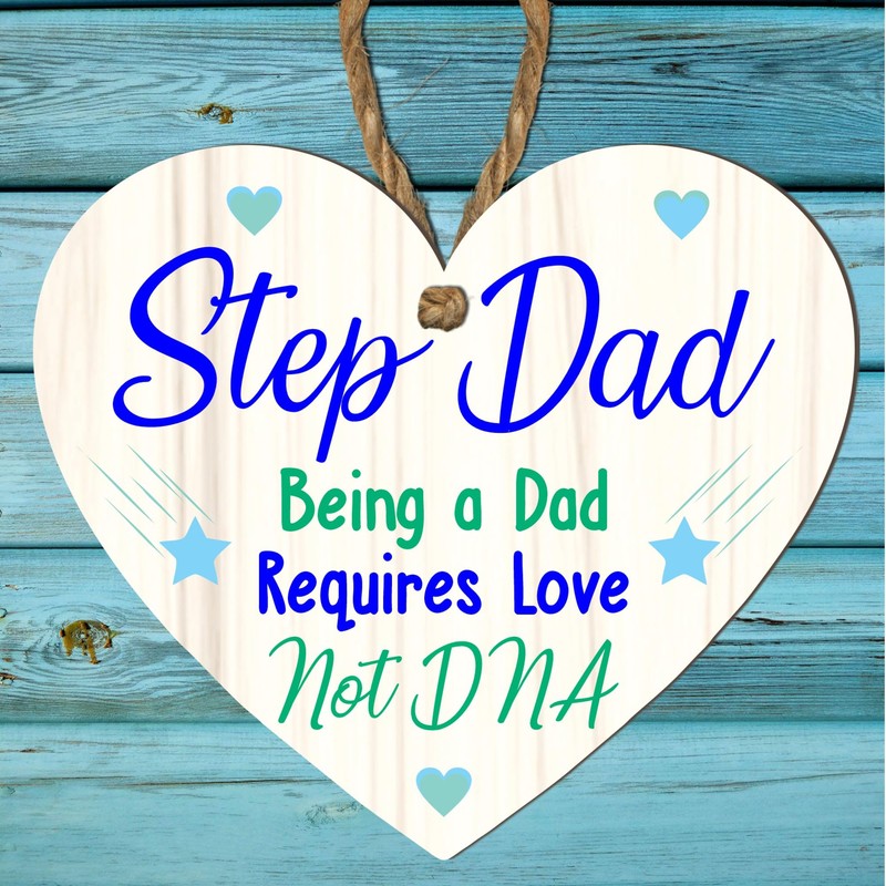 Pixie's Gifts Stepdad Wooden Heart Plaque - Sentimental Gift for
