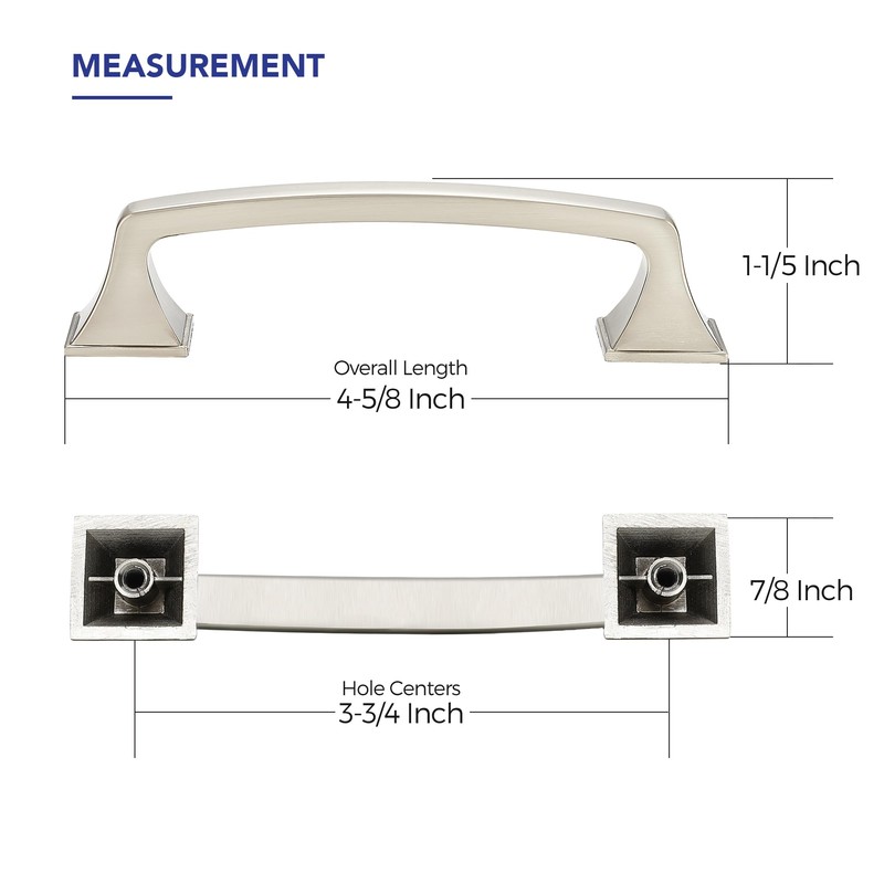 25 Pack Kitchen Cabinet Handles 3-3/4 Inch Hole Center Brushed