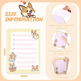 Chiisong 12 Pieces Corgi Sticky Notes Welsh Corgi Sticky to Do List Kawaii Dog Notepad Corgi Gifts for Corgi Lovers 3x4 Inch Cute Corgi Writing Memo Pads Office Supplies Small Gift for Dog Lovers