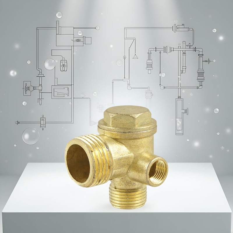 3-Port Brass Air Compressor Check Valve - Heavy-Duty Pneumatic Replacement