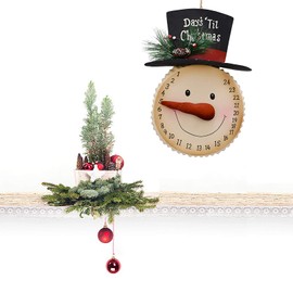 K KILIPES Metal Snowman Christmas Countdown Calendar Sign Hanging Snowman Advent Calendar 24 Days Countdown Cute Holiday Decoration 14x10inch