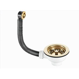 MCALPINE Kitchen Sink TAP Basket Strainer Waste+ Overflow Gold Effect FBSWPVD