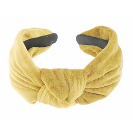 Velvet Knotted Wide Top Knot Twist Twisted Fabric Turban Evening Winter Boho Vintage Headband Alice Band Women, Hair Accessories Hairband Christmas Birthday Wedding Bridesmaid (Gold, One Size)