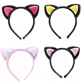 2Pcs Plush Cat Ears Headband Cute Ears Hair Hoop Hairband Cosplay Party Hair Accessory for Women (Random Color)