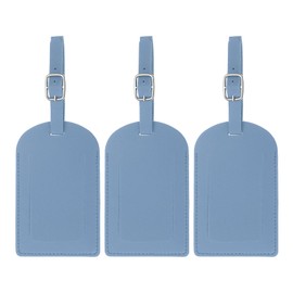PATIKIL Luggage Tags for Suitcases, 3 Pack Premium PU Leather Baggage Tags Privacy Protection Luggage Identifier Travel Bag Labels, Blue