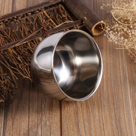 Agatige Shaving Bowl, Double-layer Stainless Steel Mens Shaving Lather Bowl for Barber Shops
