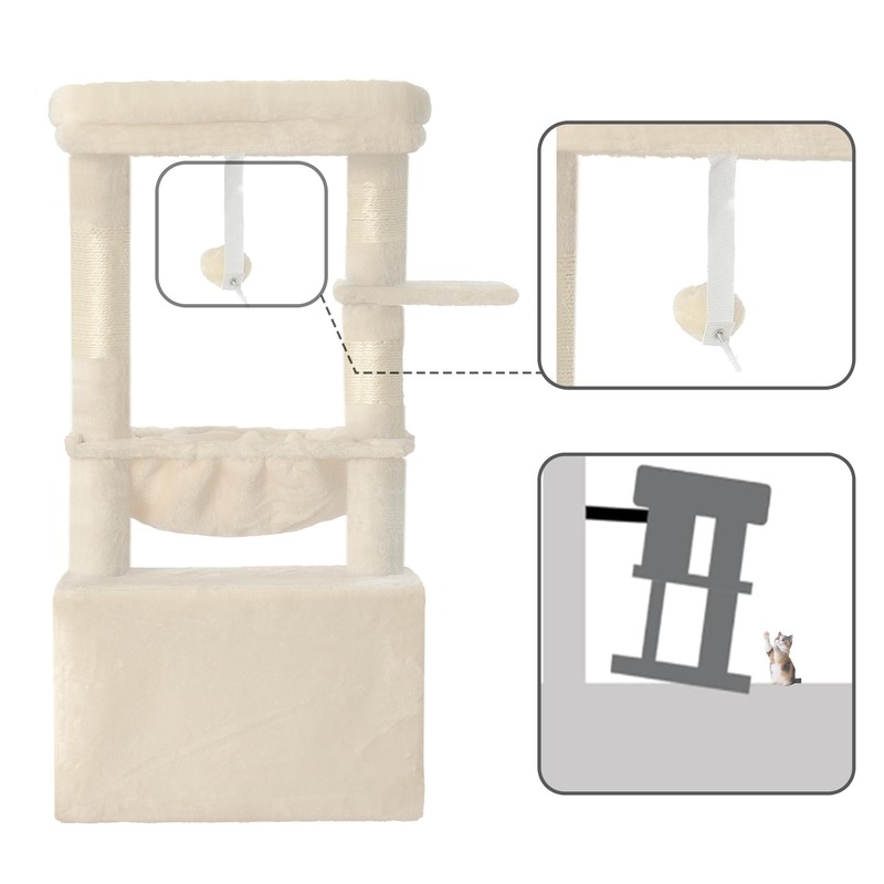 Heybly Cat Tree, Kitten Tower with Large Soft Cat Basket,