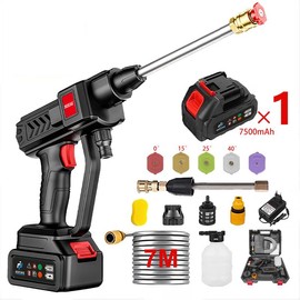 Cordless Pressure Washer, Foam Cannon Car Wash Tools, High Pressure Car Cleaning Tool, Wireless Rechargeable Washing Machine for Car Floor Washing Watering:_1 battery