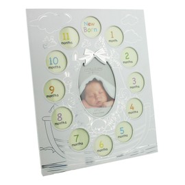 Beautiful Aluminium 1st Year Photo Frame with 12 Inserts - Noahs Ark