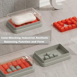 Large Bar Soap Dish, Shampoo & Conditioner Bar Holder, Soap Bar Dish with Clear Lid, Built-in Removable draining Tray for Easy Cleaning, The Perfect Soap Dish for Both Utility and Decoration