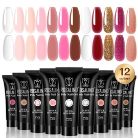 ROSALIND Poligel for Nails Quick Extension Building Poly Nail Gel 10 ml, 12 Colours UV LED Poly Nail Gel, Gel Nail Art Nail Construction Gel Set for Beginners, Professional Salon