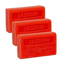 La Maison du Savon - Jasmine Soap Bar Trio - Moisturizing Hand & Body Soap Bars with Organic Shea Butter - 97% Natural Ingredients - French Soap Made in Provence - 3x4.4 oz