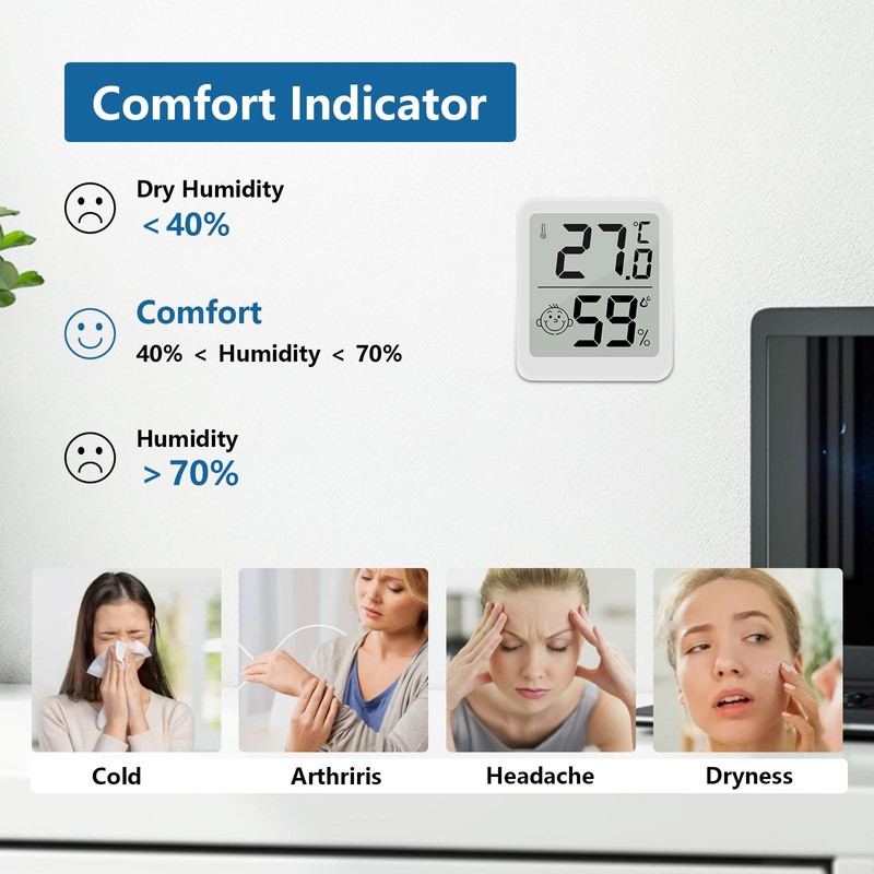 Indoor Thermometer Hygrometer LCD Room Thermometer Humidity Meter Digital Indoor