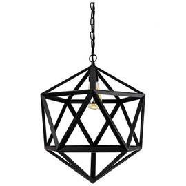 Diodesy- AQF/PD/OC/MB Industrial Hexagon Shaped Pendant Light, Vintage Hanging Metal Antique Cage for Kitchen Island/Dining Room/Bar, Farmhouse Country-Chic, Matte Black with Adjustable Cord, 60W Max