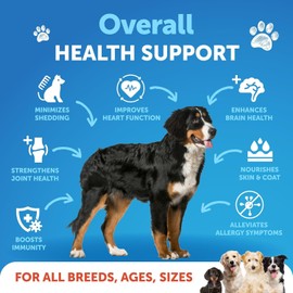Omega 3 Fish Oil for Dogs - Better Than Salmon Oil - Skin and Coat Defense Liquid Supplement for Allergy Relief - High EPA & DHA for Shedding, Mobility, Itching, Joint & Bone Health Support - 8 FL OZ