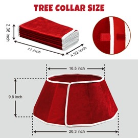 Christmas Tree Collar,26.3"Red Tree Collar for Pencil Tree,Christmas Tree Collars for Artificial Trees,Christmas Tree Base Cover,Velvet Collapsible Tree Skirt Xmas Tree Collar for Christmas Tree Base