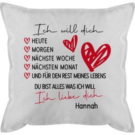 Cushion 50 x 50 cm - Partner Ideas - Ich Will Dich Heute Morgen Next Week I Love You Gift Couple Gifts - 50 x 50 cm - White - Boyfriend Pillow Partner Kissing Valentine's Day Love Men's Cushion