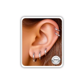 5Pairs Small Huggie Hoop Earrings Set for Women Men,Hypoallergenic 316L Surgical Stainless Lightweight Earrings for Sensitive Ears Everyday Earrings Sets for Multiple Piercing Cartilage Hoop Earrings Stack Trendy Jewelry Silver