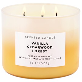 Vanilla Cedarwood Forest 3-Wick Candle for Home - Natural 3 Wick Soy Candle 15.8 oz - Summer Night Scented Candle, Aromatherapy Stress Relief Candle, Balsam & Cedar Scented Candles for Women & Men