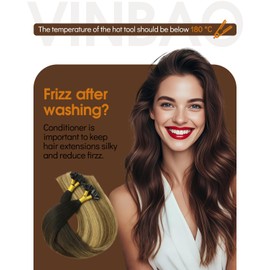 VINBAO U Tip Hair Extensions 50Strands, Remy Straight Natural Black Ombre Dark Brown Mix Blonde Real Hair Extensions, Hot Fusion for Invisible Stable 40g 16inch (#UTip1B/4/27, 16'')