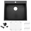 18x18 inch Drop in Bar Sink Black, Topmount Stainless Steel