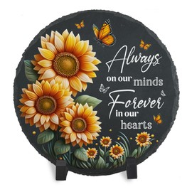 Memorial Stones Garden Decor Sunflower Sympathy for Loss of Loved One Decorations for Grave Memorial Plaque in Loving Memory Slate Stepping Stone TNA32