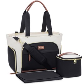 LOVEVOOK Breast Pump Bag, Diaper Bag Tote 3Pcs Set, Work Bag for Breastfeeding Mom with 15" Laptop Pocket, Cooler Bag & Changing Pad Fit Most Breast Pumps Like Spectra S1/S2, Medela, Rainyb, Elvie