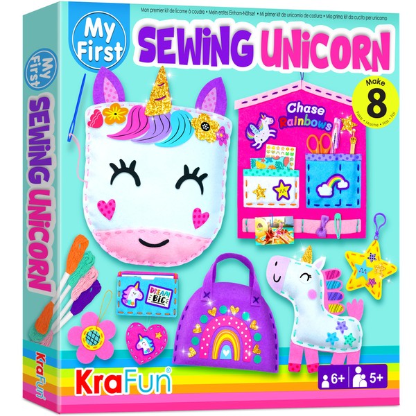 KRAFUN My First Unicorn Kids Sewing kit, Beginner Arts &