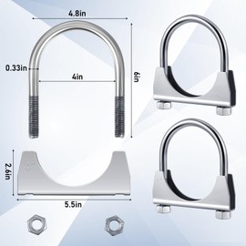 Datanly 4" Exhaust Clamp Heavy Duty U-bolt Exhaust Clamp - Saddle Design Muffler Pipe Connector, Tip Hook Clip, Galvanized Iron, Fits 4" Od Pipes