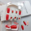 Summer Strawberry Press on Nails Short Square Fake Nails Flower