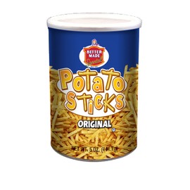 Better Made Potato Sticks 5oz Canister - Shoestring Potato Sticks - Gluten Free - Crunchy, Crispy Snack from Fresh Potatoes - Resealable Lid (Original, Single Can)