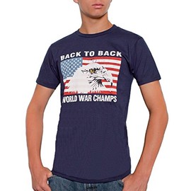 Back To Back World War Champs Eagle USA Men's T-Shirt Navy (2X-Large)