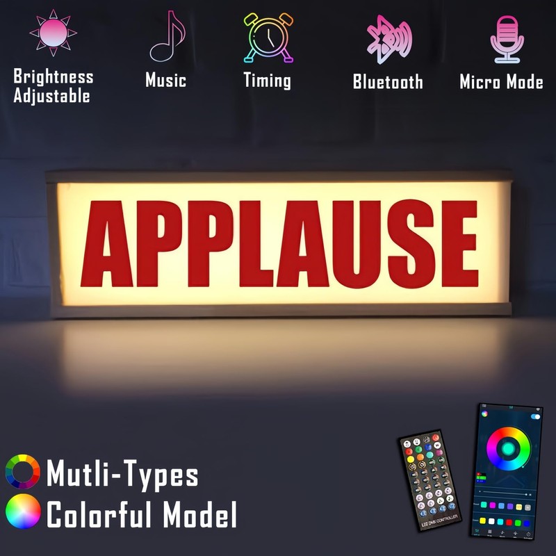 Recording RGB LED Neon Lightbox Dimmable Wall Mountable Pulsing Studio
