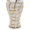 Homeroots 20" White and Gold Abstract Urn Ceramic Ginger Jar