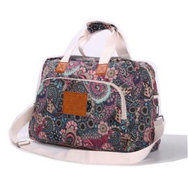 Malirona Canvas Overnight Bag Women Weekender Bag Carry On Travel Duffel Bag Floral (Rose Red)